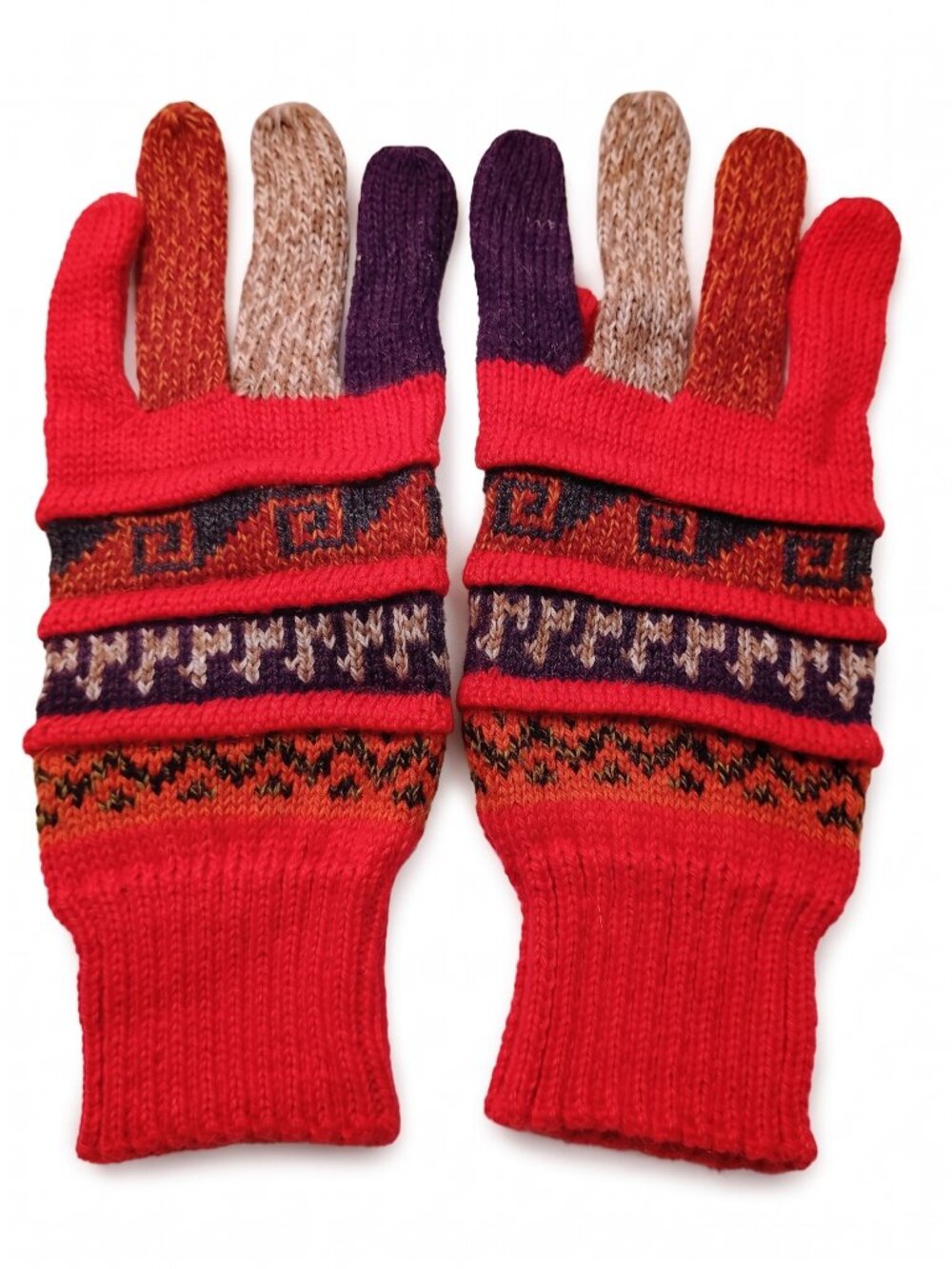 Knitted Winter Gloves, Multicolor, Handmade Design, Warm and Comfortable